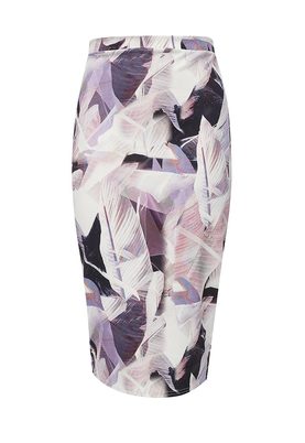 LOST INK PLUS  PENCIL SKIRT IN PALM PRINT