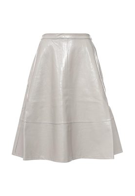 LOST INK  PATENT MIDI SKIRT